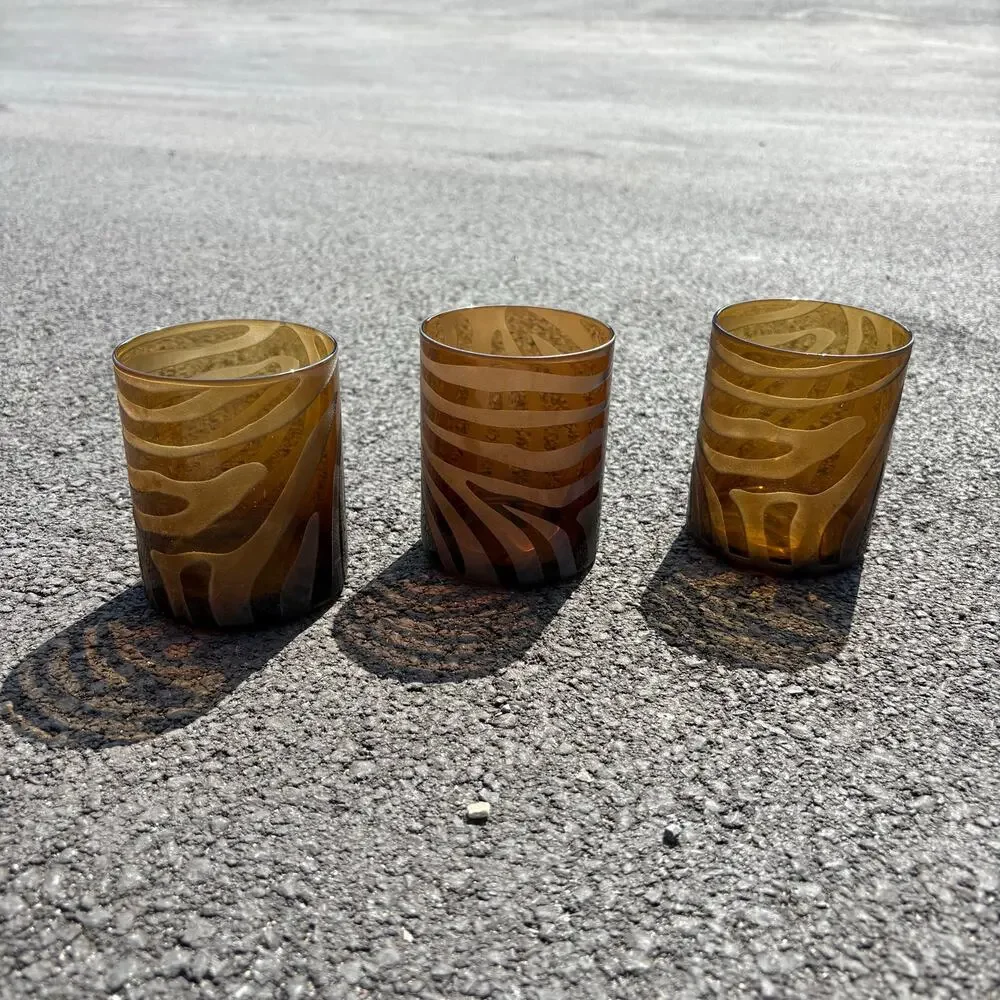 3 zebra print matte brown finish glasses